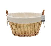 JVL Panier à linge ovale en osier tressé à la main avec doublure, finition miel