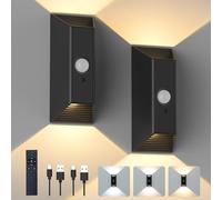 JVURICE Lampe murale LED d'intérieur avec détecteur de mouvement et télécommande, 3 températures de couleur, lumière vers le haut et vers le bas, variateur tactile continu à 10 niveaux de luminosité,