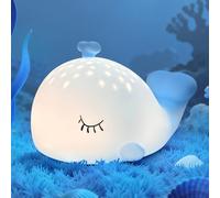 JVURICE Veilleuse baleine pour enfants, en silicone, dimmable, RGB, tactile, rechargeable, lampe LED décorative pour chambre d'enfant, cadeau pour filles et garçons, cadeau de Noël