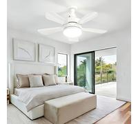 JVURICE Ventilateur de plafond avec lumière et télécommande - Lampe de plafond avec ventilateur, silencieux, CRI≥85, 45 cm, minuterie, 3000K-6500K dimmable LED - pour chambre, salle à manger, salon