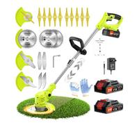 Jwdj Coupe Bordure sans Fil avec Batterie 21V Debroussailleuse Electrique sans Fil avec 2 Batteries de 2,0 Ah et 650W Debrouissalleuses Batterie avec Moteur de 6 000 TR/Min, Efficace et Facile