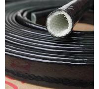 JWOO Tube en Fibre de Verre, Gaine Ignifuge tressée en Fibre de Verre revêtue de résine de Silicone, Gaine Ignifuge Noire, D*L(6MM*1M)