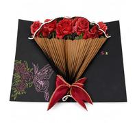 JWQFBC Carte Anniversaire Spring- 3D, Bouquet Roses Tissu, Message Vocal sans Enregistrable, pour Mariage & Amour