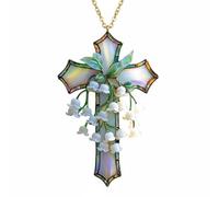 JWQFBC Croix Élégante Pendentif Acrylique Fleur de Ornement Suspendu Résine Diffusion Lumière Convient à Personne Spirituelle Noël Décoration