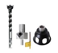 JWQFBC Guide de Perçage de Trou Kit D'Aléseur à Chanfreiner avec Set de Pointeur et Ebavureur Surface Polie En Aluminium pour Percements sur Établi Adapté à, Bit de Forage 19x122 Mm
