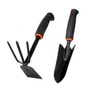 JWQFBC Outils Jardinage en Métal Robuste pour Jardin et Jardinage - Kit Transplantoir et Houe Double Usage, Ensemble de 2 pièces: Petite Pelle + houe à Double Usage