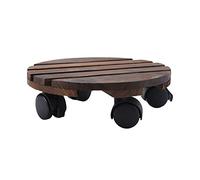 JWQFBC Rouleau Support Pot de Fleurs Plateau Roulant Bois Naturel Roues Pivotantes Solides Convient pour Déplacement Plantes Salon Jardin, 30cm