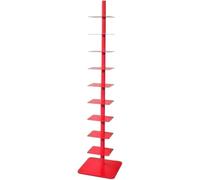 JWSYBD Bibliothèque en métal de 9 étages, étagère de Rangement en Fer, Tour à Livres Verticale, bibliothèque Ouverte rotative à 360 degrés du Sol au Plafond, adaptée au Salon et au Bureau (Rouge)