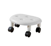 Jwthee Chaise à siège Roulant Bas, Tabouret Roulant Bas Tabouret Roulant Basse Hauteur avec Roulette pivotante à 360 degrés Tabouret en Cuir PU Tabouret Roulant Bas Rond pour Magasin de (Blanche)