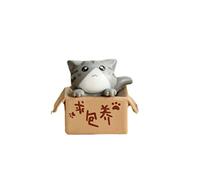 Jwthee Lot de 2 Figurines de Chat Mignon, Mini Sculpture de Chat Mignon, Figurine de Chat de Dessin animé, décoration de Jardin, Chat Miniature dans Une boîte en Carton, Figurines de (Gris)