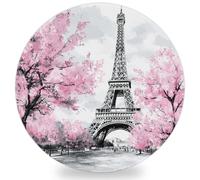 JXDXHCW Lot de 1 dessous de verre absorbant en céramique avec base en liège, tour de Paris Art Peinture ronde pour la maison, la cuisine, le bar, 10 cm