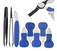 Jxiwfvl Lot de 7 outils professionnels de retrait de dos de montre, ouvre-boîtier, outils de remplacement de batterie de montre avec outils de levier et pince, kits de réparation pour changement de