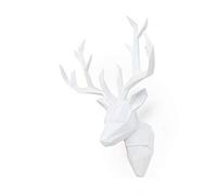 JXLAMP Tête De Cerf Sculpture Murale, Décoration Murale Tête d'animal, Résine Tête De Cerf Décoration 3D Décoration Intérieure Sculpture Murale 56 Cm * 52 Cm (Color : White)