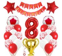 Jxuzh Ballon de football de 8 ans en aluminium, décoration d'anniversaire de football, décoration d'anniversaire pour garçons, football 8 ballons trophées, décoration pour fêtes d'anniversaire pour
