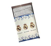 JYC CREATIVE Parure de Lit Football Real Madrid 3 Pièces - Modèle 1, Housse de Couette, Drap Plat et Taie d'Oreiller pour Lit 150 cm, Ensemble de Literie Doux et Durable, Idée Cadeau Supporters, Blanc
