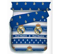 JYC CREATIVE Parure de Lit Officielle Real Madrid 2 Pièces - Housse de Couette et Taie d'oreiller, 50% Coton / 50% Polyester, Taille XL, Blanc
