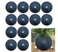 JYCAR Lot de 12 tapis anti-mauvaises herbes, protection contre les mauvaises herbes, tapis de paillage rond, protection contre les mauvaises herbes, pour extérieur (diamètre 26,9 cm)