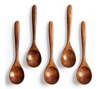 JYSNOW 5 Pièces 14 x 3 x 2 cm Cuillères en Bois de Style Japonais Petite, Cuillères de Cuisine Vintage, pour Manger En Mélangeant En Remuant La Cuisson (Marron)