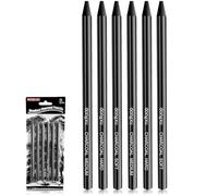JYSNOW Fusains pour Dessin, Willow Charcoal Crayons Fusain, Bâtons de Charbon Crayons Dessin Noir, pour La Peinture à L'huile, Le Design Artistique, Le Croquis, 6 Pièces(2 Soft+2 Medium+2 Hard)