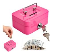 JYYWTSI Caisse à Monnaie Verrouillable, 12,5 x 9,5 x 6 cm Tirelire avec oîte à Monnaie en Acier avec Fente à Pièces 2 Clés et Poignée, Pour Enfants Filles Maison École Anniversaire Noël