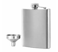 JYYWTSI Flasque en acier inoxydable 304 200 ml et entonnoir, anti-fuite pour transporter de l'alcool, acier inoxydable pour hommes et femmes (argent)