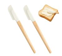 JYYWTSI Lot de 2 spatules en silicone avec manche en bois, 23 cm, petite spatule en silicone, résistante à la chaleur 230 °C, mini spatules étroites pour pâtisserie, confiture, cuisine