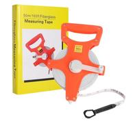 JYYWTSI Mètre ruban 50 m / 165 ft en fibre de verre, décamètre avec manivelle pliable, double graduation lisible, poignée ergonomique et pointe de centrage pour chantier, jardin, terrain et arpentage