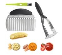 JYYWTSI Presse-Purée Manuel et Coupe Ondulé Set Écrase-Pommes de Terre Avec Design Rotatif Coupe-Légumes Ondulé Poignée Ergonomique pour Purée Pommes de Terre Légumes Fruits Cuisine Camping