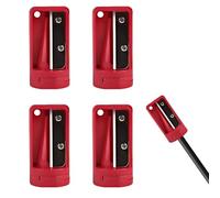 JYYWTSI Zimmermann Lot de 4 taille-crayons de charpentier pour crayons de charpentier, taille-crayon plat manuel en plastique, pour travail du bois, rouge avec étiquettes