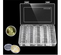 JZ Boite de Rangement Pour Pièce Monnaie 30mm Souvenir Capsule Plastique Coin Collection Clair +100pcs Boîte Ronde