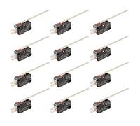 JZK 12 Pcs Microrupteur V-153-1C25 Micro Interrupteur de Fin de Course avec Long Bras de Levier à Charnière Droite SPDT 1NO 1NC 3Pin Interrupteur Momentané Bouton-Poussoir SPDT Snap Action