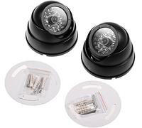 JZK 2X Fausse caméra de sécurité factice CCTV caméra de Surveillance caméra dôme avec lumière Clignotante LED Infrarouge réplique réelle Noir