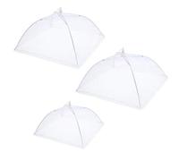 JZK 3 x Blanc Pop-up écran de Maille Aliments Couvre Maille Réutilisable et Pliable Tente de Filet de Nourriture pour Cuisine Barbecue, 2 tailles (12 pouces, 16 pouces)
