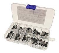 JZK - Kit d'assortiment de transistors bipolaires BJT 200 pièces 10 valeurs PNP NPN Kit de transistor de puissance BC337 BC327 2N2222 2N2907 2N3904 2N3906 S8050 S8550 A101550 C181 550 US