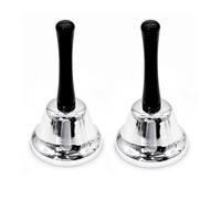 JZK Lot de 2 clochettes argentées avec poignée, clochettes de salle de classe, petite cloche d'appel pour personnes âgées à la maison, sonnerie pour service, dîner, mariage, sonnette de bureau, cadeau