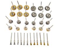 JZK Lot de 36 brosses en acier inoxydable et fil de laiton avec tige de 3 mm - Brosses à poils en laiton en acier inoxydable et en laiton - Pour perceuse Dremel et autres perceuses électriques