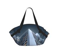 JZQZH Sac de camping pliable pour l'extérieur, pique-nique, plage, utilisation confortable avec des bâtiments uniques exquis de grande hauteur imprimé la nuit