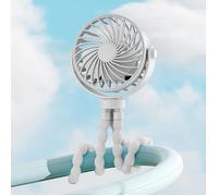 JZSH-Ventilateur portable - rechargeable à pince - Rotation à 360°, 3 vitesses - pour voyage, berceau et tapis de course (Blanc)