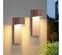 K-Bright 16W Applique Mural Intérieur/Extérieur,2 PCS Appliques Murales d'extérieur 3000K blanc chaud IP65 étanche |Applique murale en Acier inoxydable pour balcon, jardinAnthracite