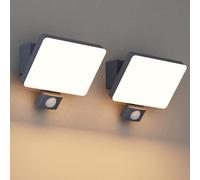 K-Bright 2 pièces 24W Luminaire exterieur avec detecteur de mouvement, Lumière extérieure angle d'éclairage réglable, 3000K lumière chaude Applique, IP65 Applique Murale(Anthracite)