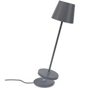K-Bright Lampe de table à batterie LED | Dimmable luminosité | Rechargeable Couleur de Lumière blanche chaud | Pour l'intérieur et l'extérieur | avec Contacter la base de recharge | gris foncé