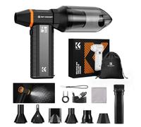 K&F CONCEPT 2 en 1 Mini Souffleur Air Comprimé sans Fil 350000 TR/Min | Souffleur Puissant 10000mAh| Affichage LED| Éclairage, pour PC Clavier Voiture Maison Extérieur BS500V