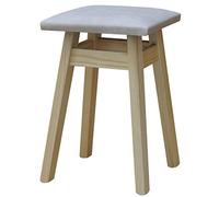 k koma Tabouret en pin laqué avec rembourrage en bois de pin (éco-cuir beige)