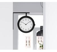 K&L Wall Art Horloge de Gare Noire et Blanche Horloge Murale Vintage sans Bruits de Tic-Tac Horloge en Métal Double Face Horloge à Quartz (Look Steampunk, 28 cm)