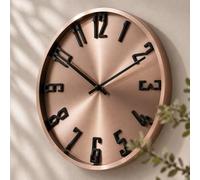 K&L Wall Art Horloge murale en aluminium sans bruit de tic-tac - Horloge en métal silencieuse pour salon, bureau - Horloge minimaliste en métal (aspect or rose, diamètre : 30 cm)