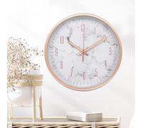 K&L Wall Art Horloge murale en marbre - Sans bruit de tic-tac - Moderne - Décoration du salon - Mouvement à quartz silencieux (marbre or rose, Ø 25 cm)