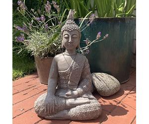 K&L Wall Art Statue de Bouddha Feng Shui Figure de Bouddha Décoration Grand Boudda Pierre Artificielle 45cm Imitation béton
