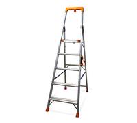 K•LUTECH - Échelle pliable, Escabeau, Marchepied, Fabriqué en Aluminium, Qualité Professionnelle, Poignée de transport confort, Porte outils ABS. (5 Marches (Travail à 2,9m))