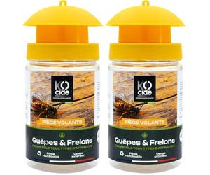 K-OCIDE - Piège Guêpes et Frelons - Réutilisable - Capture Efficace - Piège Extérieur Jardin, Terrasse, Piscine - Fabrication Française (Lot de 2)