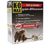 K-OMAX - Raticide Souricide - Contre les Rats & Souris - Grenier & Charpente - Mélange 3 céréales - Forte apétence - Prêt à l'emploi - Action rapide et radicale - 150 g